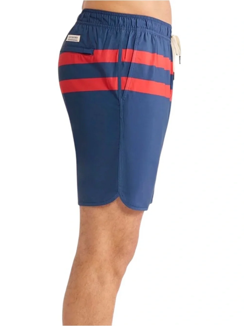 Fair Harbor Men’s Anchor Lined Trunks Navy Red Stripes Large Orig $88